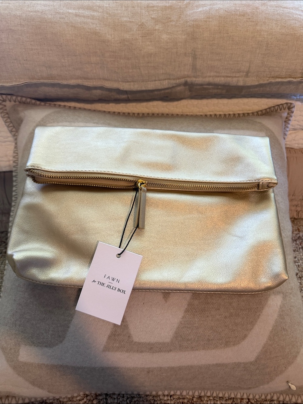 Gentle Fawn Metallic Gold Fold-Over Clutch- brand new from “The Jilly Box”